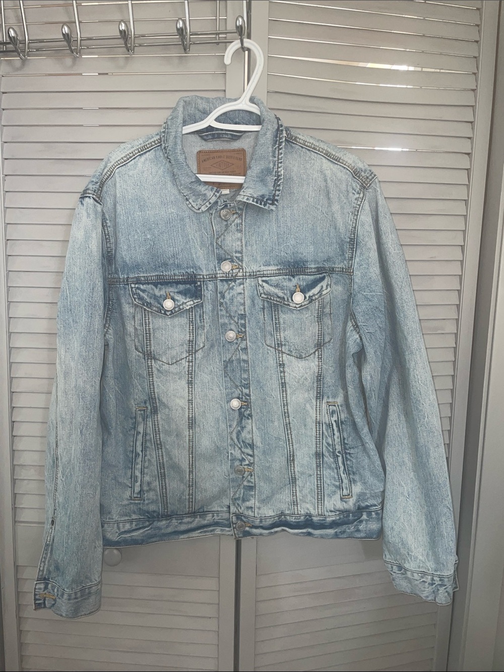 American Eagle Light Wash Denim Jacket - Classic Button-Up